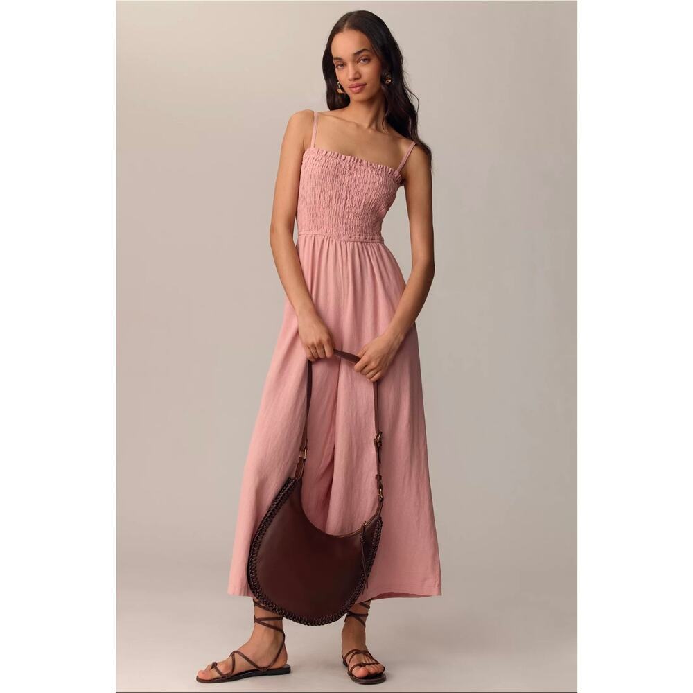 NWT Anthropologie Pilcro Smocked Linen Blend Wide-Leg Jumpsuit. Sz XL. Ret $148